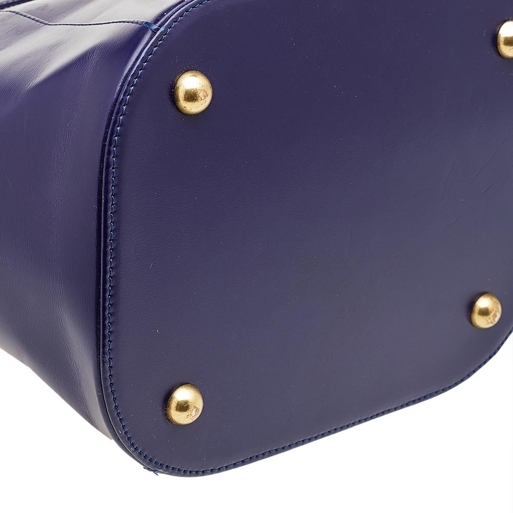 Yves Saint Laurent Blue Leather Vintage Drawstring Bucket Bag 4