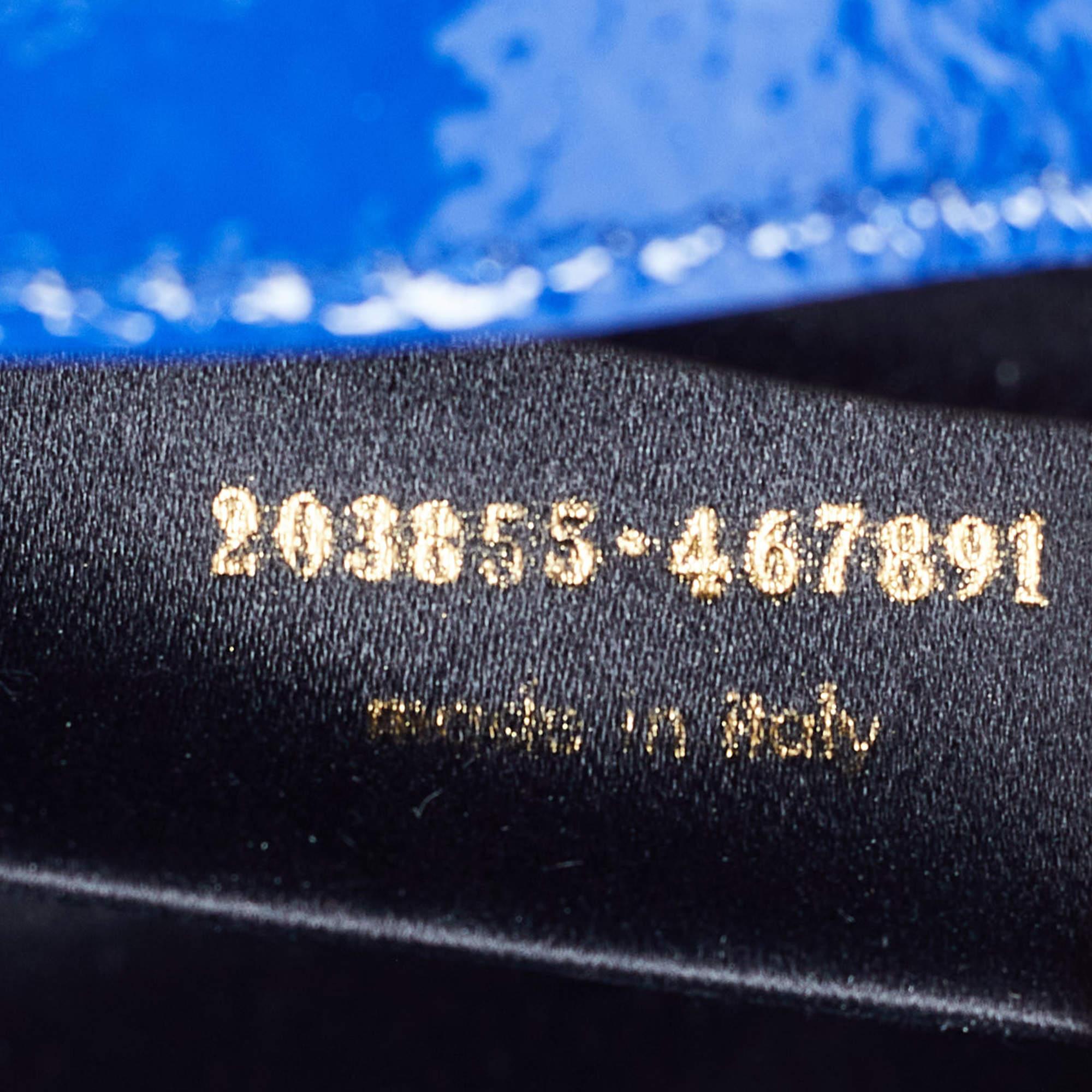 Yves Saint Laurent Blue Patent Leather Belle De Jour Flap Clutch For Sale 1