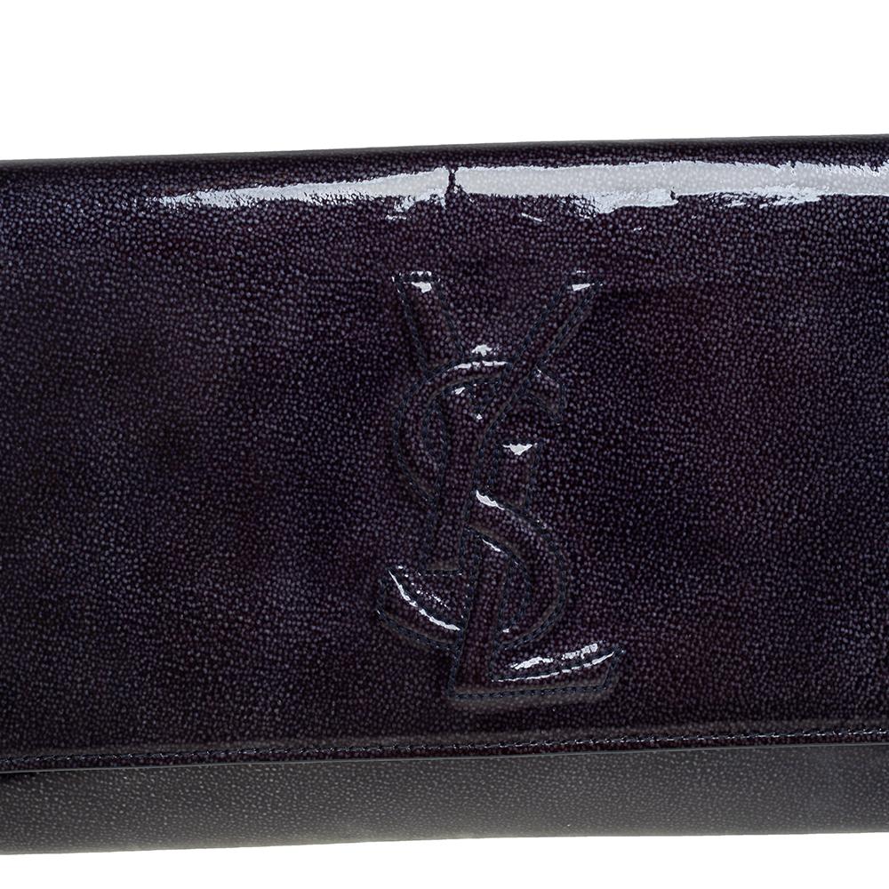 Women's Yves Saint Laurent Blue Patent Leather Belle De Jour Flap Clutch