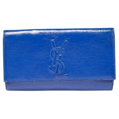 Used Yves Saint Laurent Blue Patent Leather Belle De Jour Flap Clutch