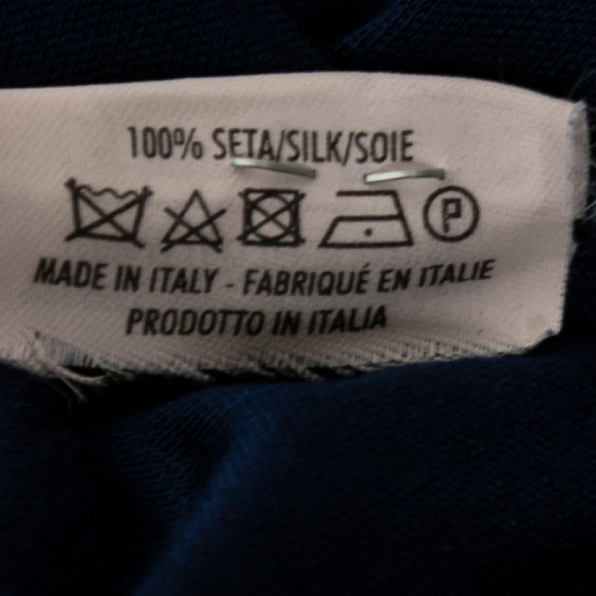 Yves Saint Laurent Blue Silk Knit Layered Sleeveless Maxi Dress S In Good Condition For Sale In Dubai, Al Qouz 2