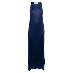 Yves Saint Laurent Blue Silk Knit Layered Sleeveless Maxi Dress S
