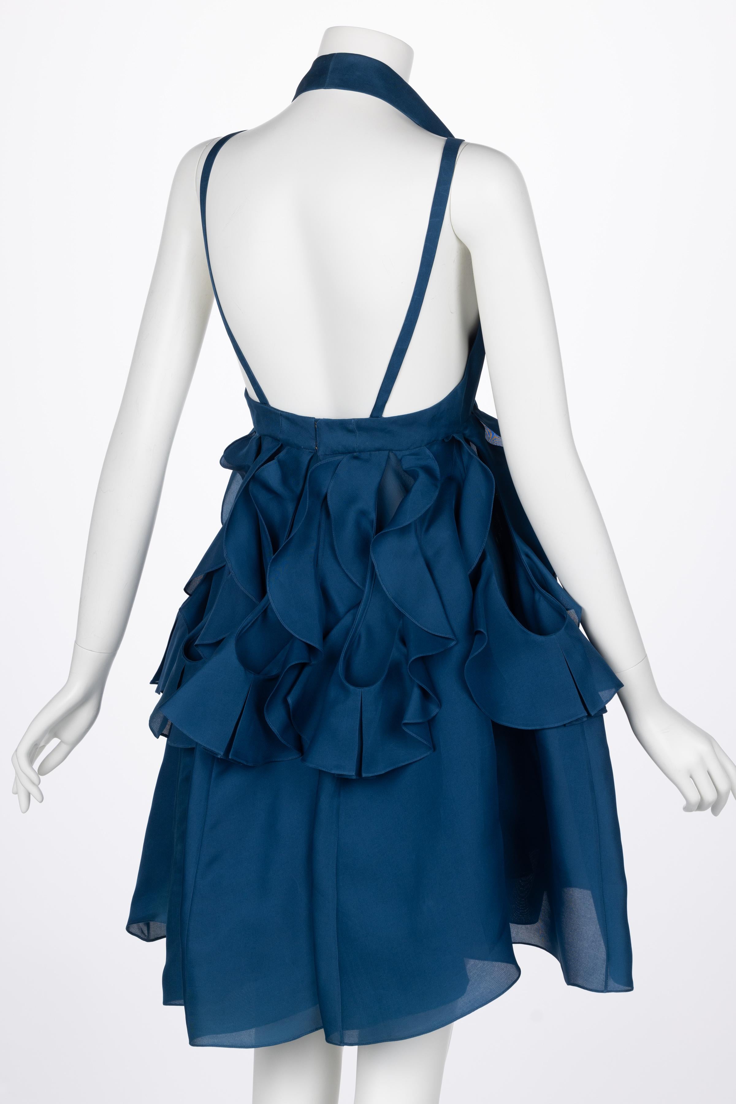 Yves Saint Laurent Blue Silk Organza Spring 2012 Runway Dress For Sale 1