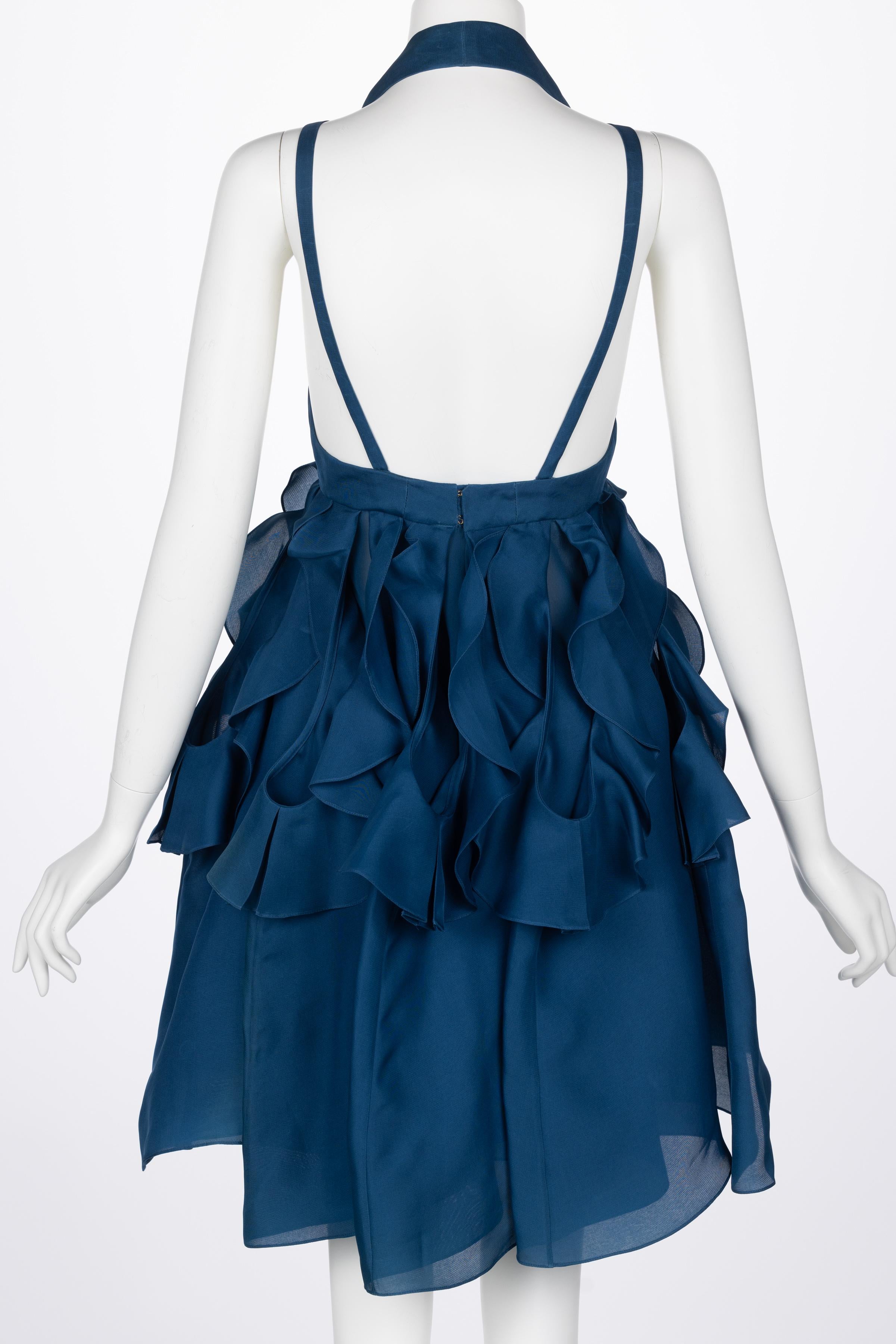 Yves Saint Laurent Blue Silk Organza Spring 2012 Runway Dress For Sale 2