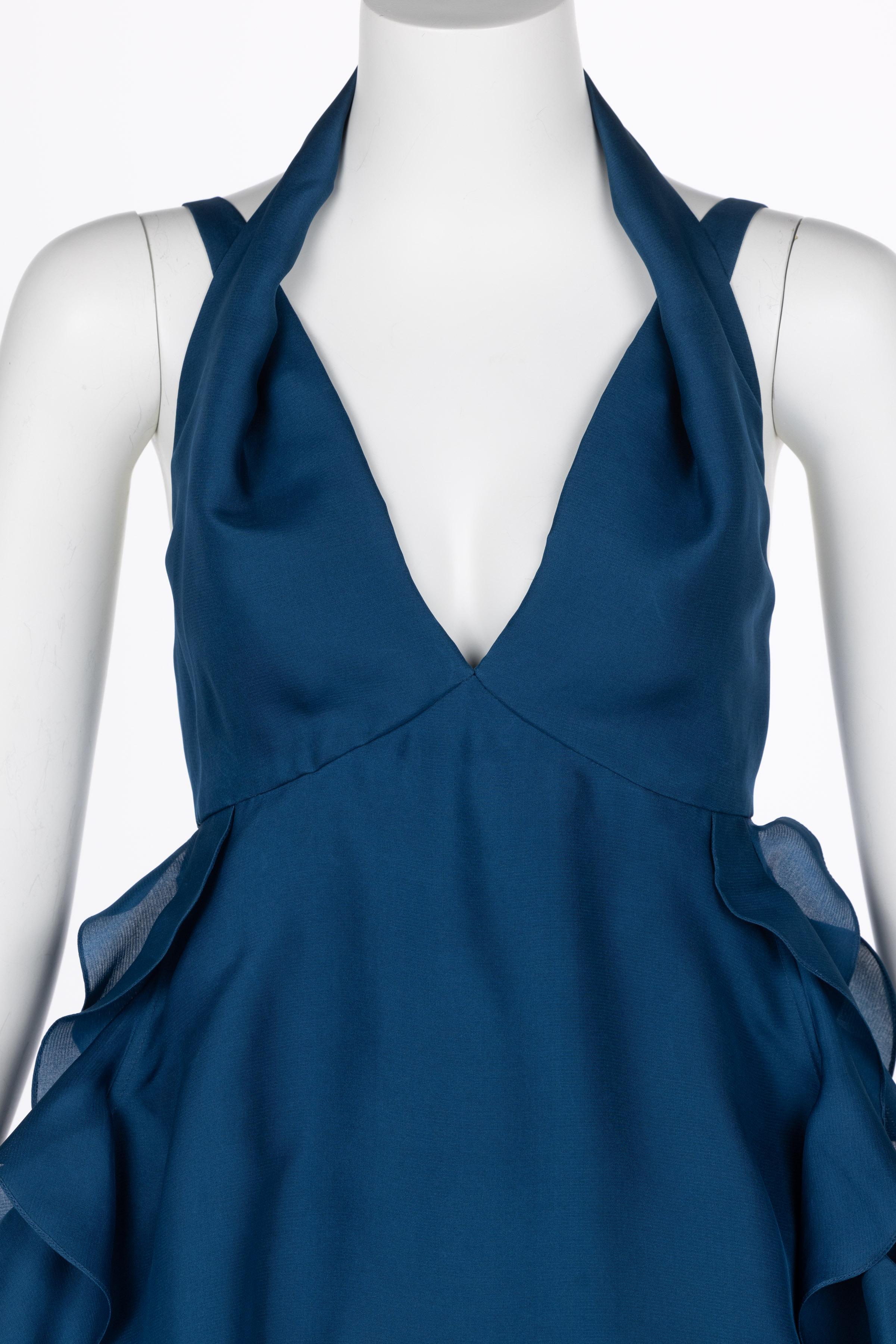 Yves Saint Laurent Blue Silk Organza Spring 2012 Runway Dress For Sale 3