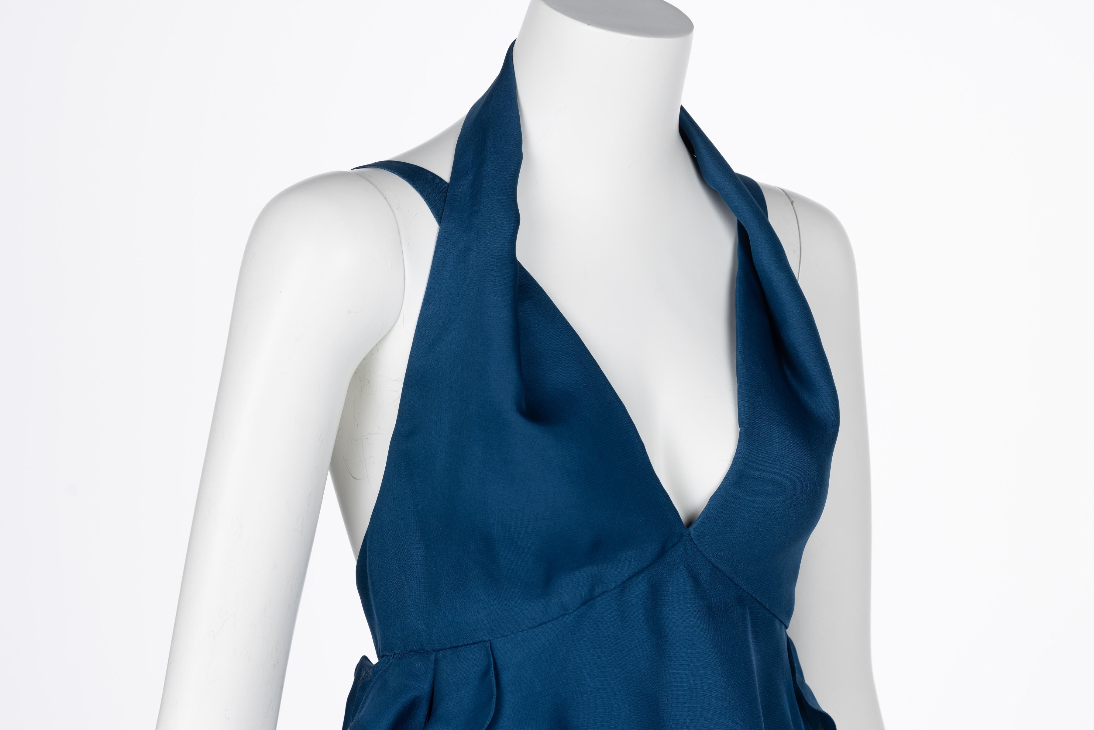 Yves Saint Laurent Blue Silk Organza Spring 2012 Runway Dress For Sale 4