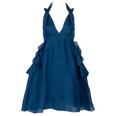 Yves Saint Laurent - Robe de défilé en organza de soie bleu, printemps 2012