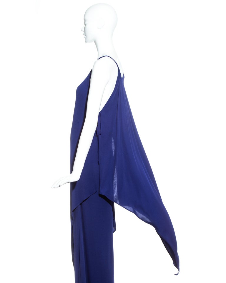 Yves Saint Laurent blue viscose jersey tunic and skirt ensemble, c ...