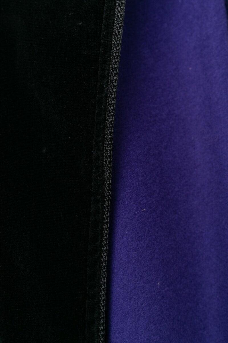 Yves Saint Laurent Blue Wool Cape with Black Velvet For Sale 4