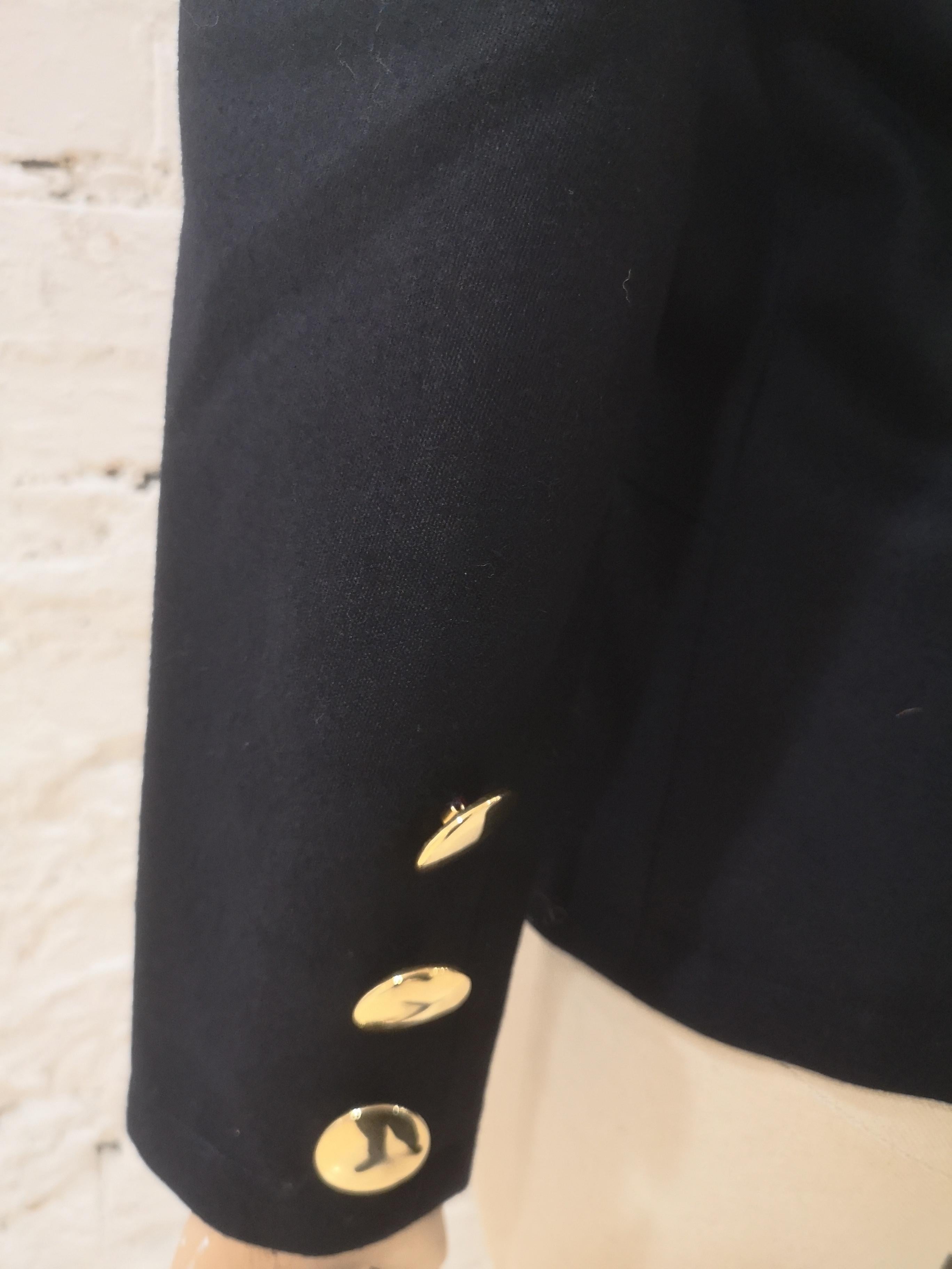 Black Yves Saint Laurent blue wool gold buttons jacket
