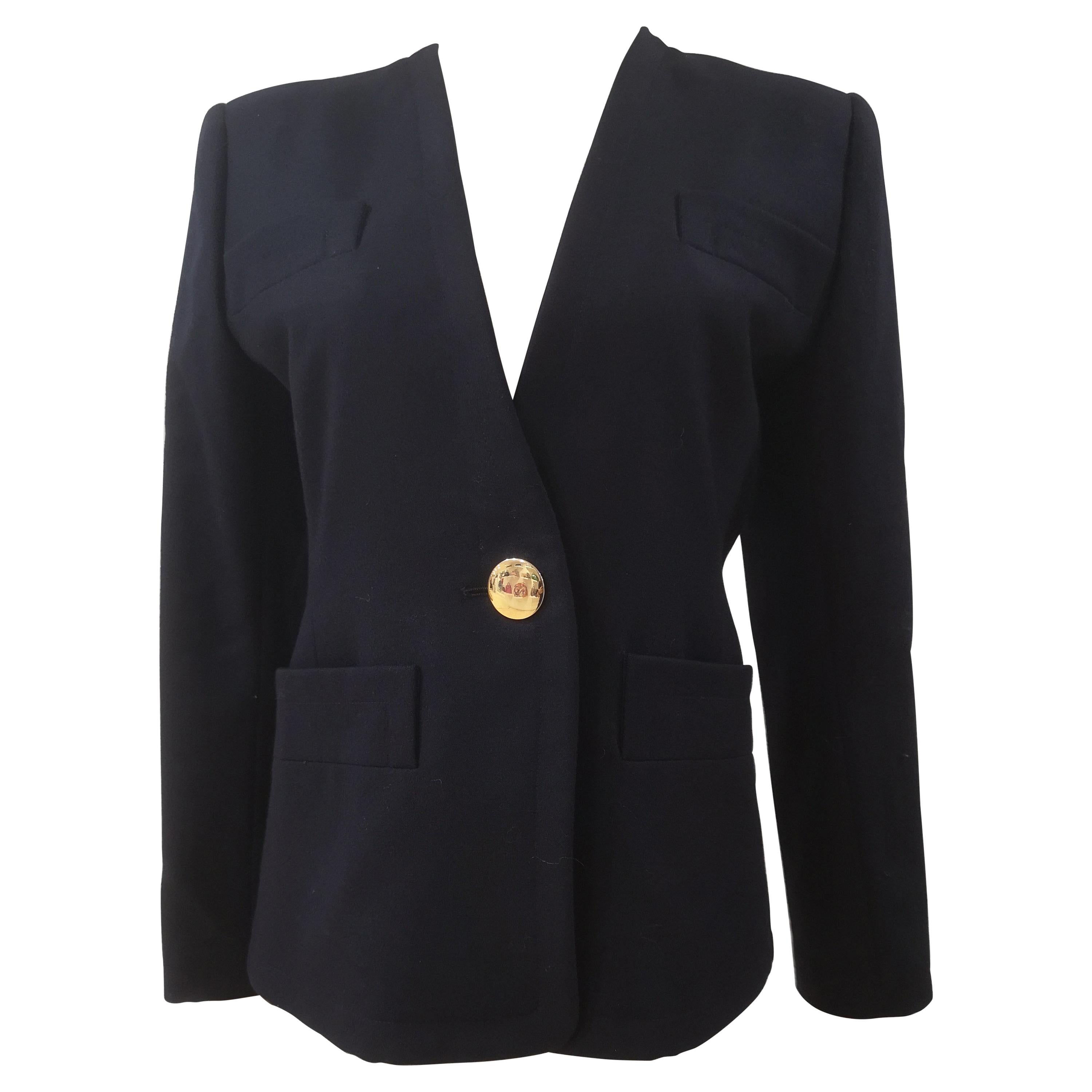 Yves Saint Laurent blue wool gold buttons jacket