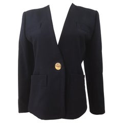 Vintage Yves Saint Laurent blue wool gold buttons jacket