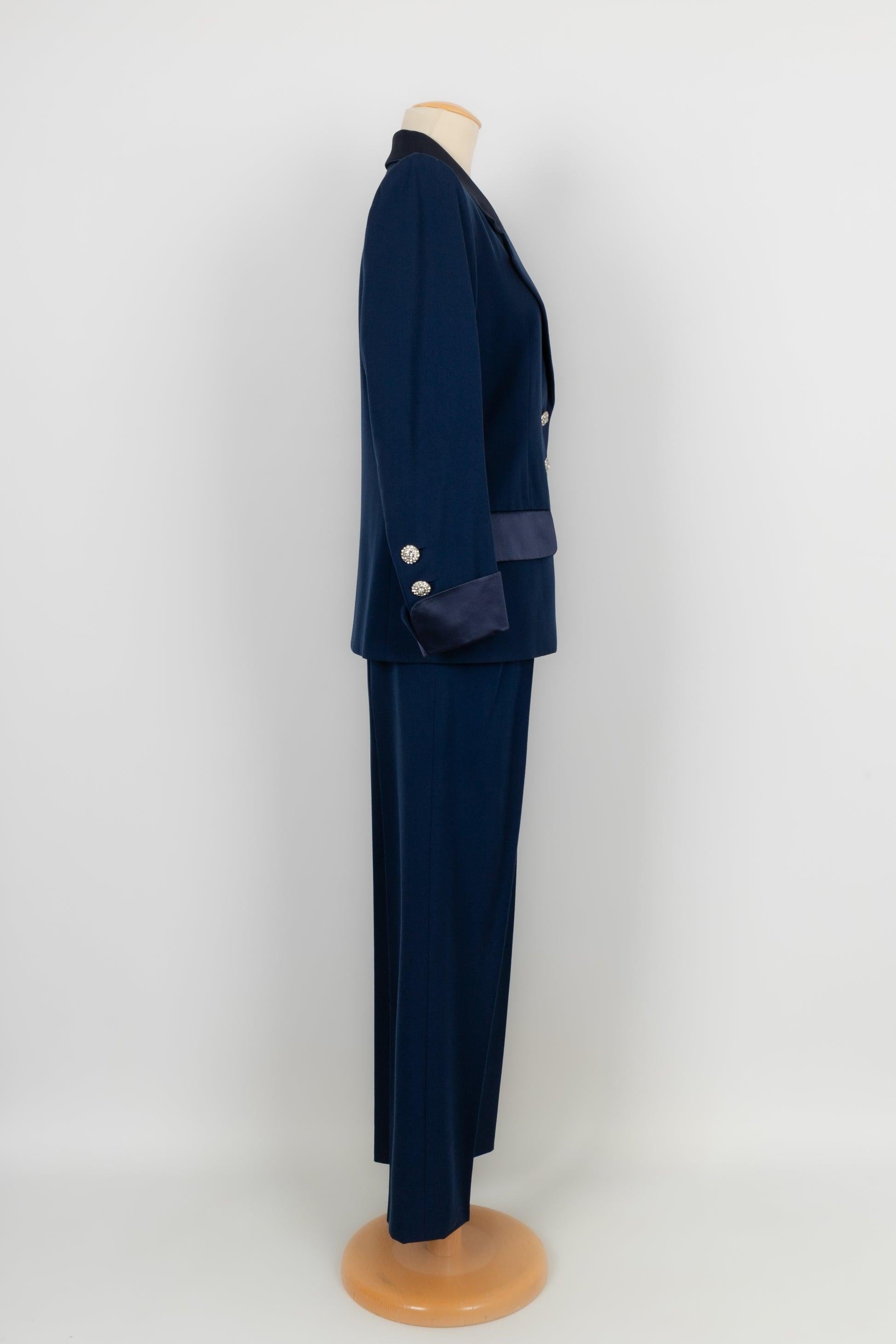 Costume pantalon haute couture Yves Saint Laurent bleu 36FR/38FR 1