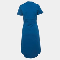 Yves Saint Laurent Blue Wool V-Neck Short Dress M
