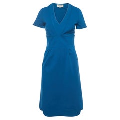 Yves Saint Laurent Blue Wool V-Neck Short Dress M