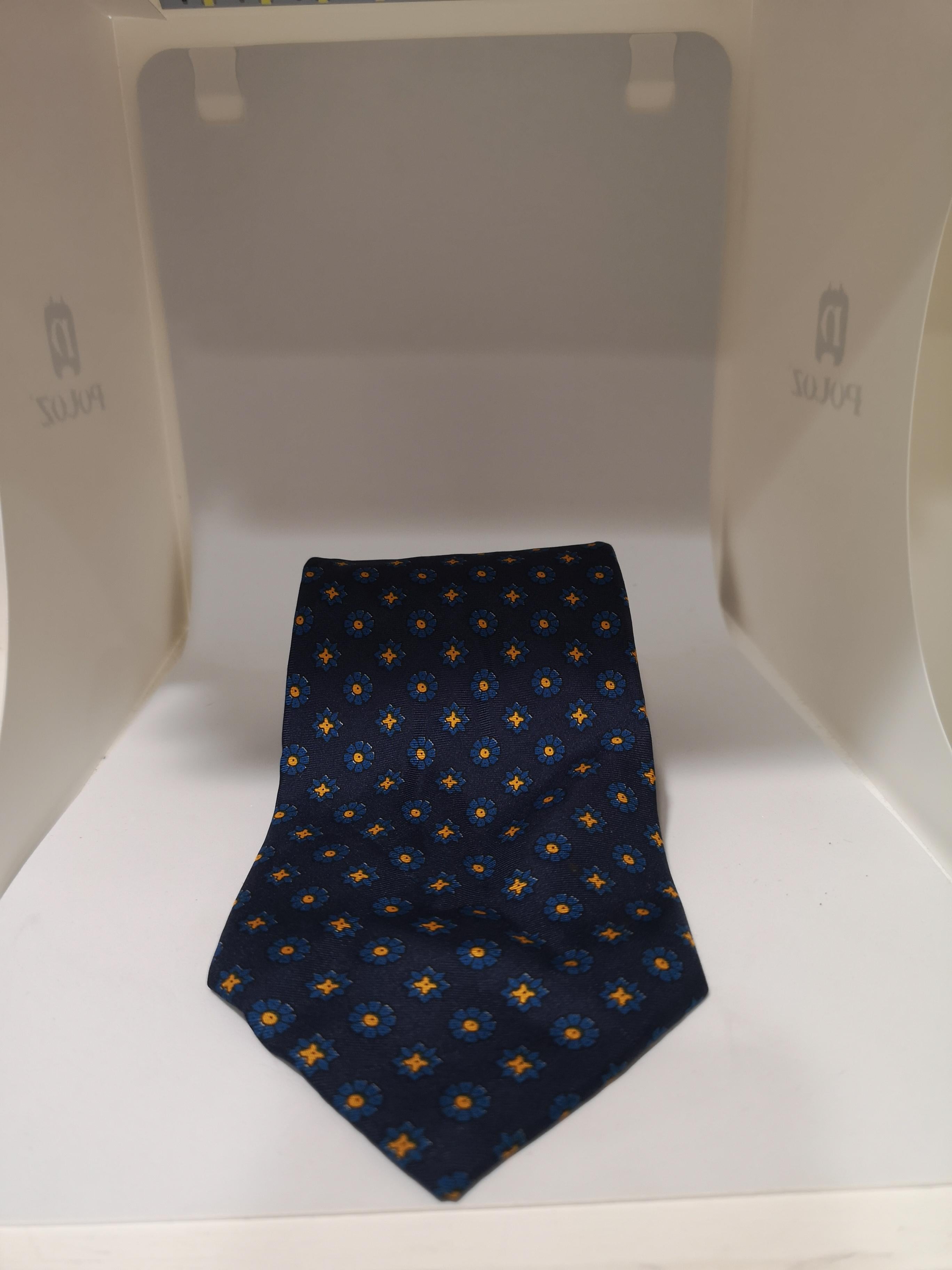 Men's Yves Saint Laurent blue yellow silk tie