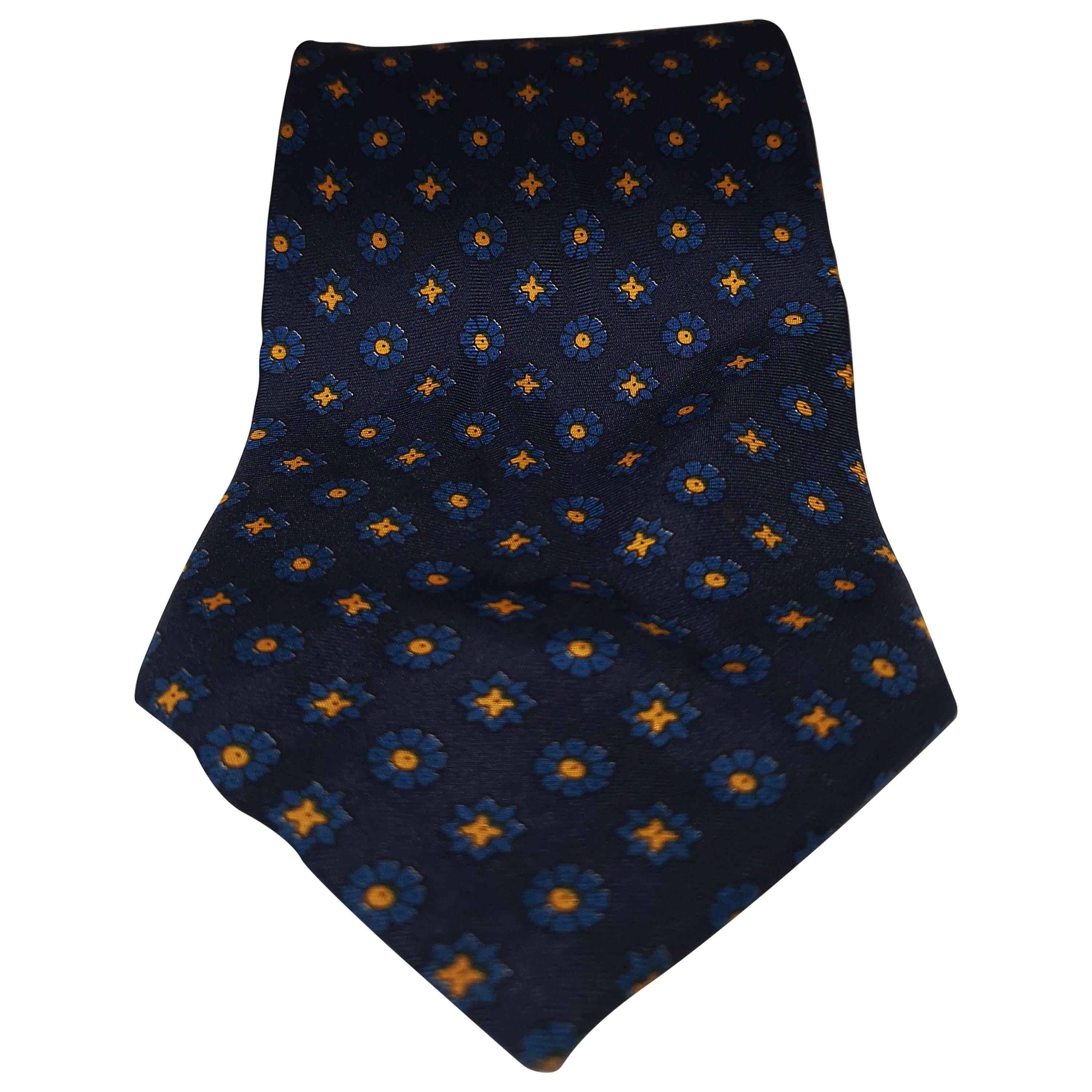 Yves Saint Laurent blue yellow silk tie