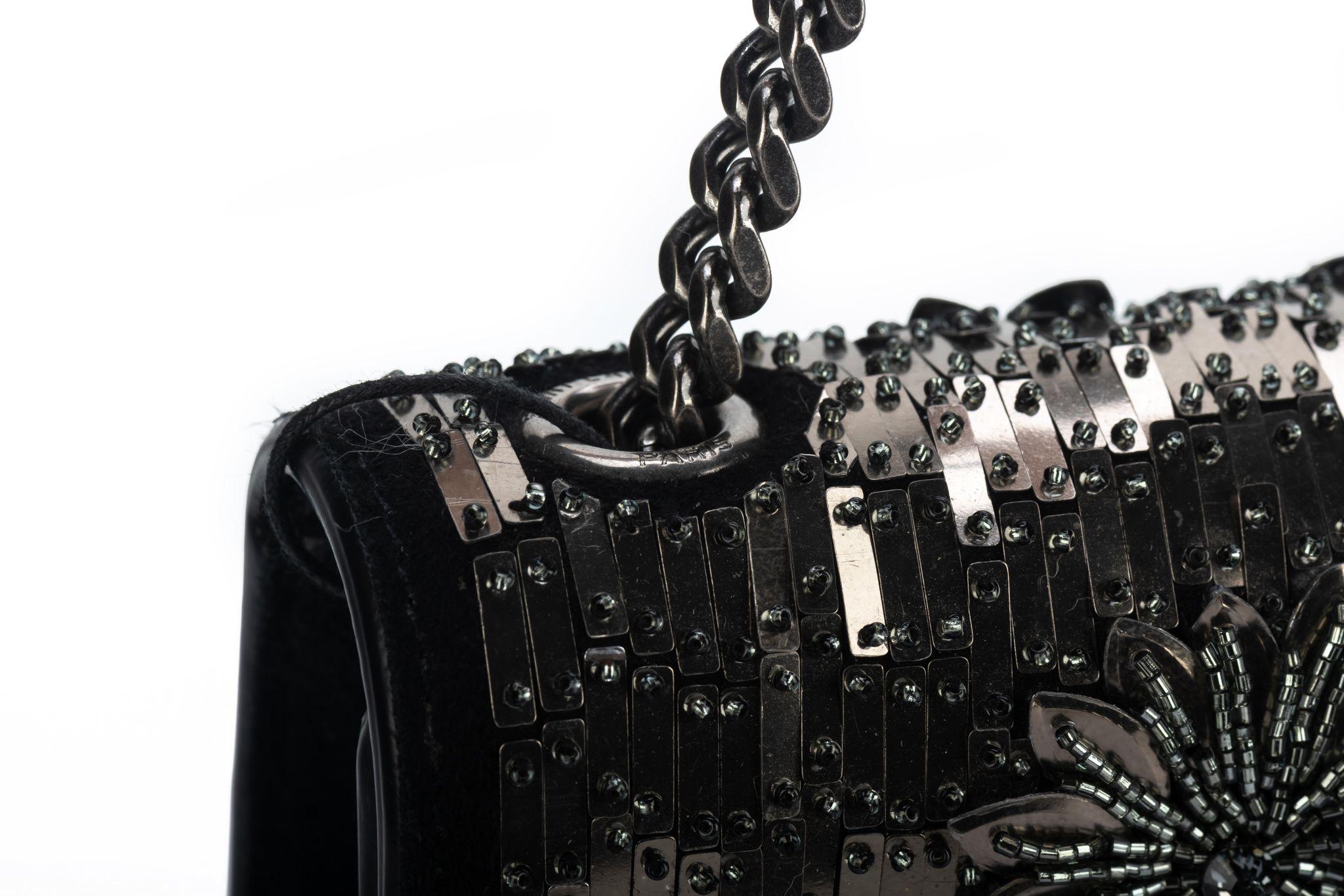 Yves Saint Laurent BN Black Suede Sequins Cross Body For Sale 6