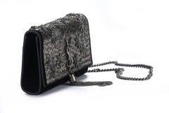Yves Saint Laurent BN Black Suede Sequins Cross Body