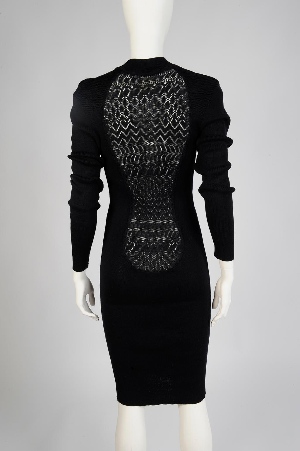 Black Yves Saint Laurent Bodycon Ribbed-Knit Dress