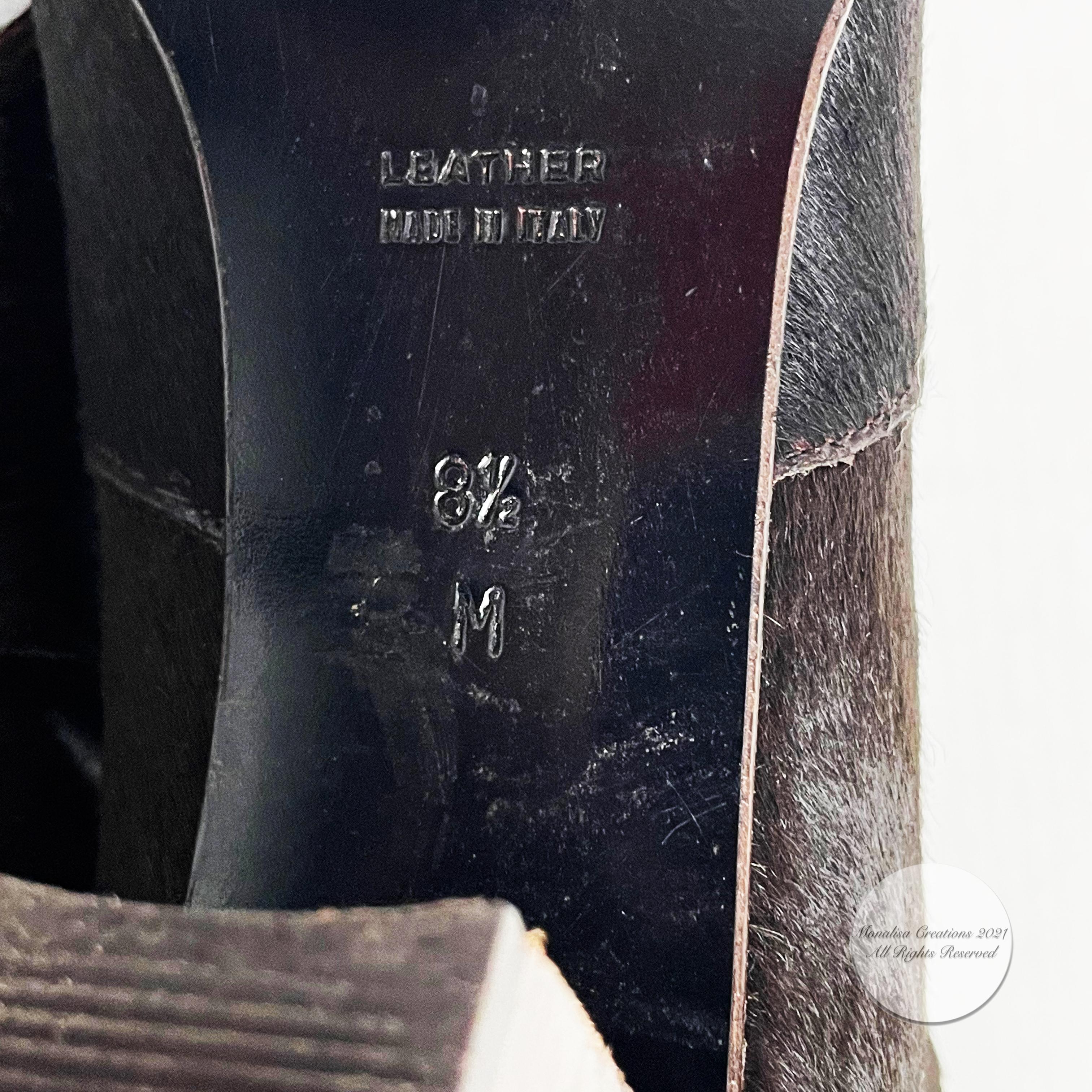 Yves Saint Laurent Boots Knee High Brown Pony Croc Textured Sz 8.5 M Vintage 7