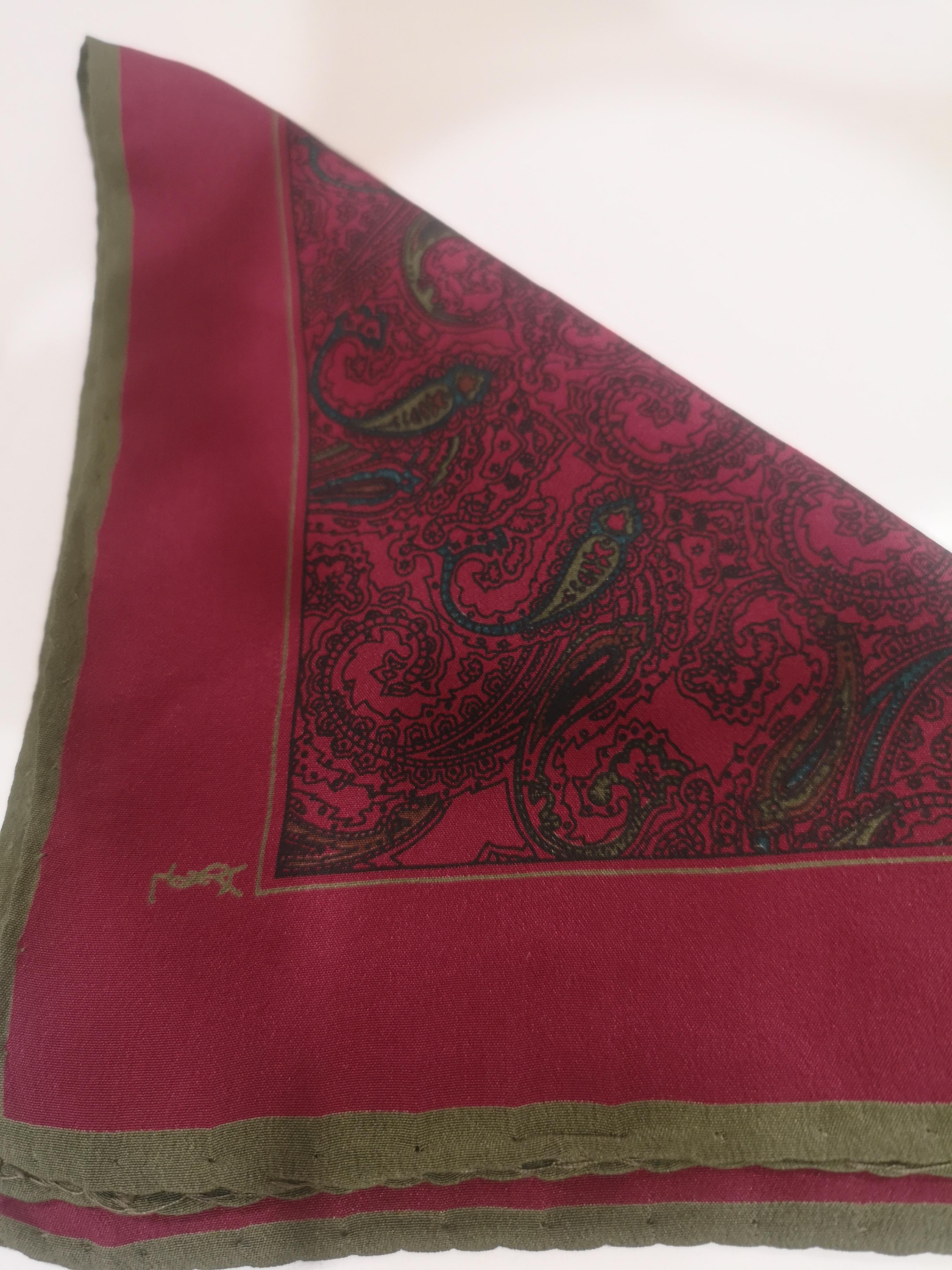 Yves Saint Laurent bordeaux multicoloured silk pocket handkerchief
37 x 37 cm