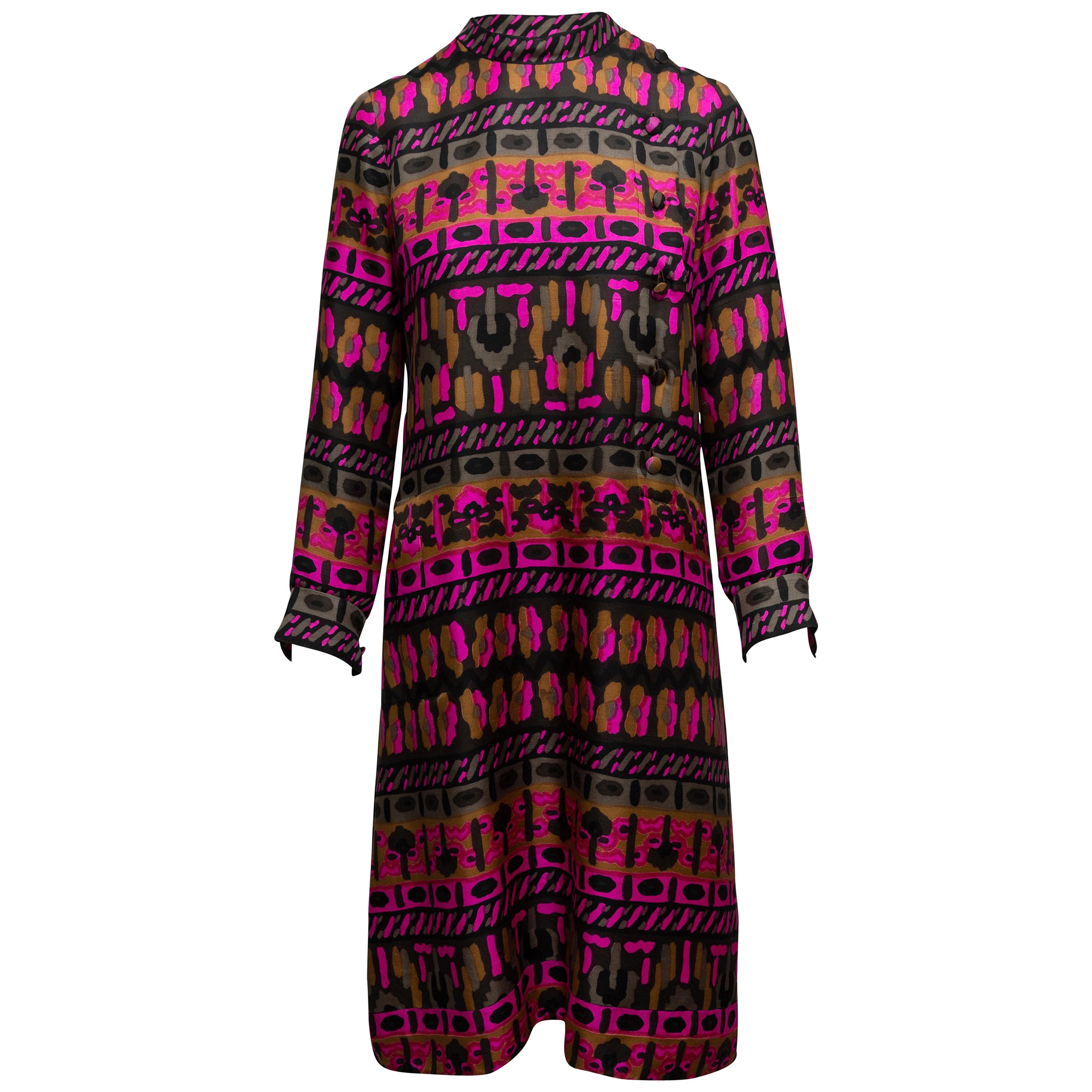 Yves Saint Laurent Boutique Fuchsia & Multicolor 1960s Dress