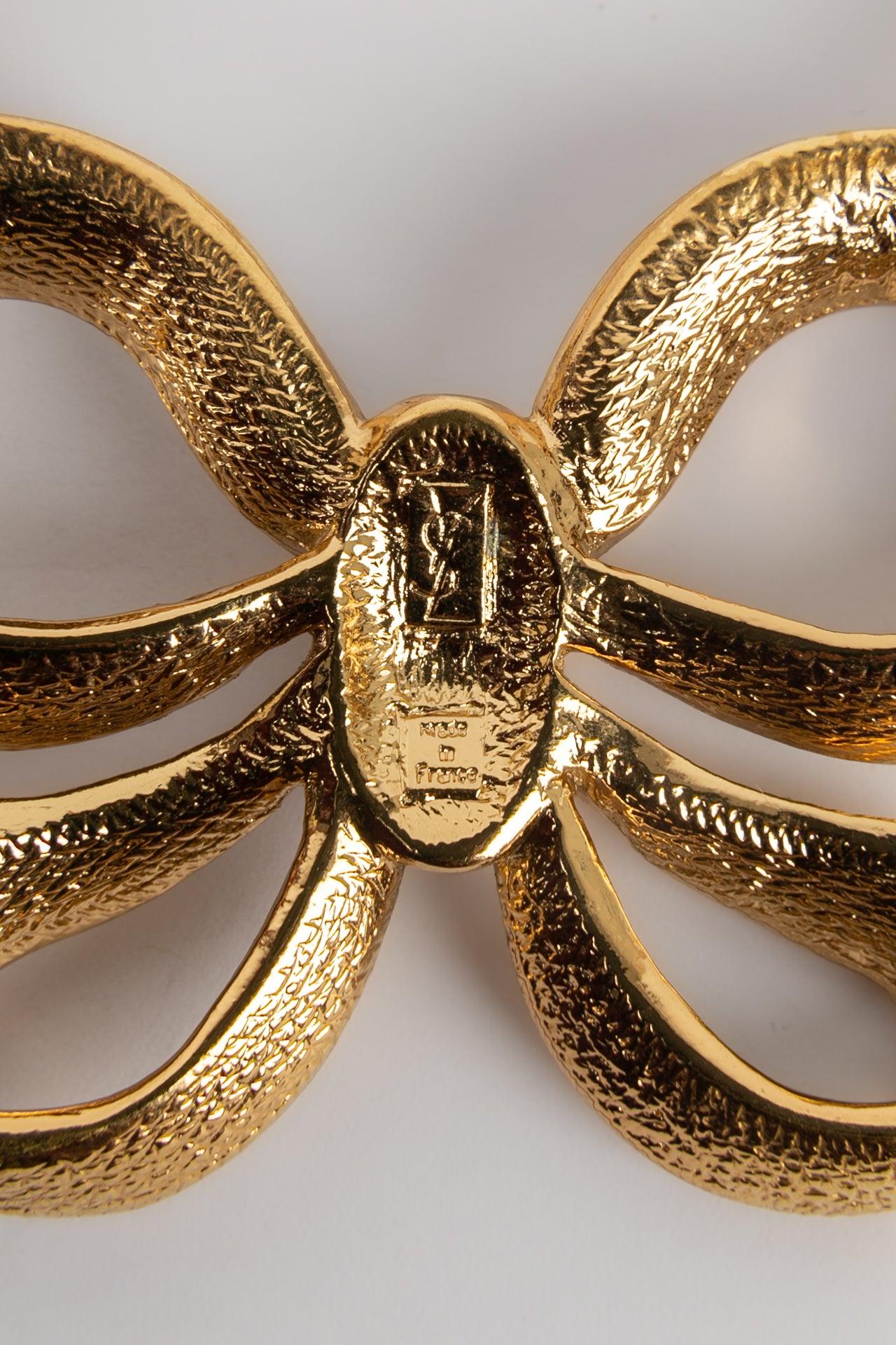 Yves Saint Laurent Schleife-Halskette aus Gold und Metall im Angebot 5