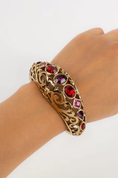 Yves Saint Laurent Bracelet in Golden Metal with Rhinestones