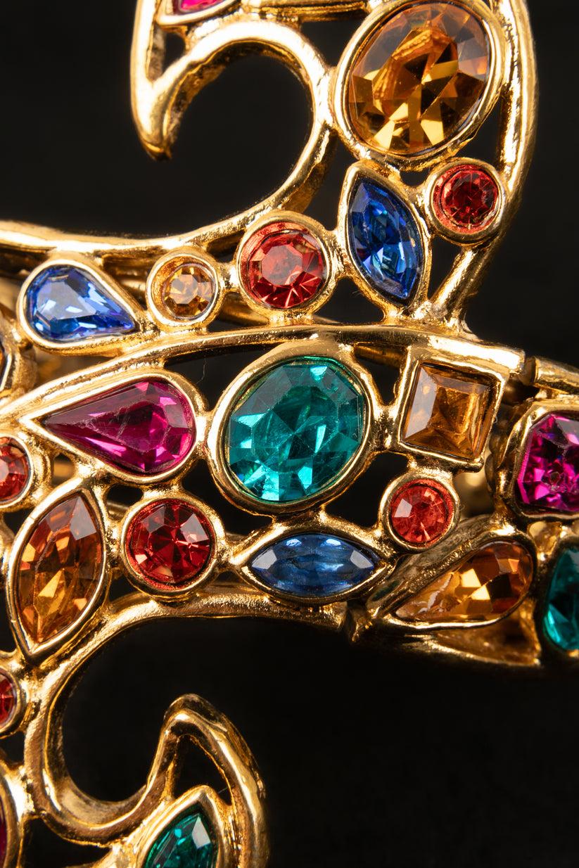 Yves Saint Laurent Bracelet in Golden Metal with Rhinestones For Sale 2