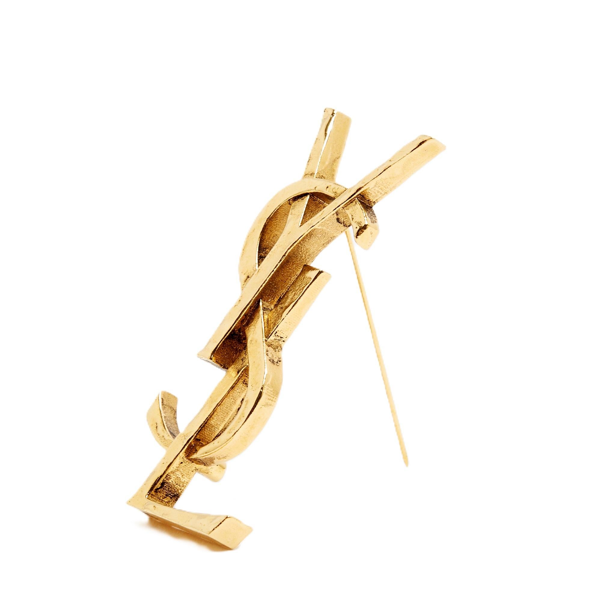 Yves Saint Laurent Broche Cassandre 2025 Maxi Golden YSL Brooch