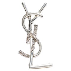Yves Saint Laurent Broche Cassandre Strass YSL Medium Silver metal Brooch