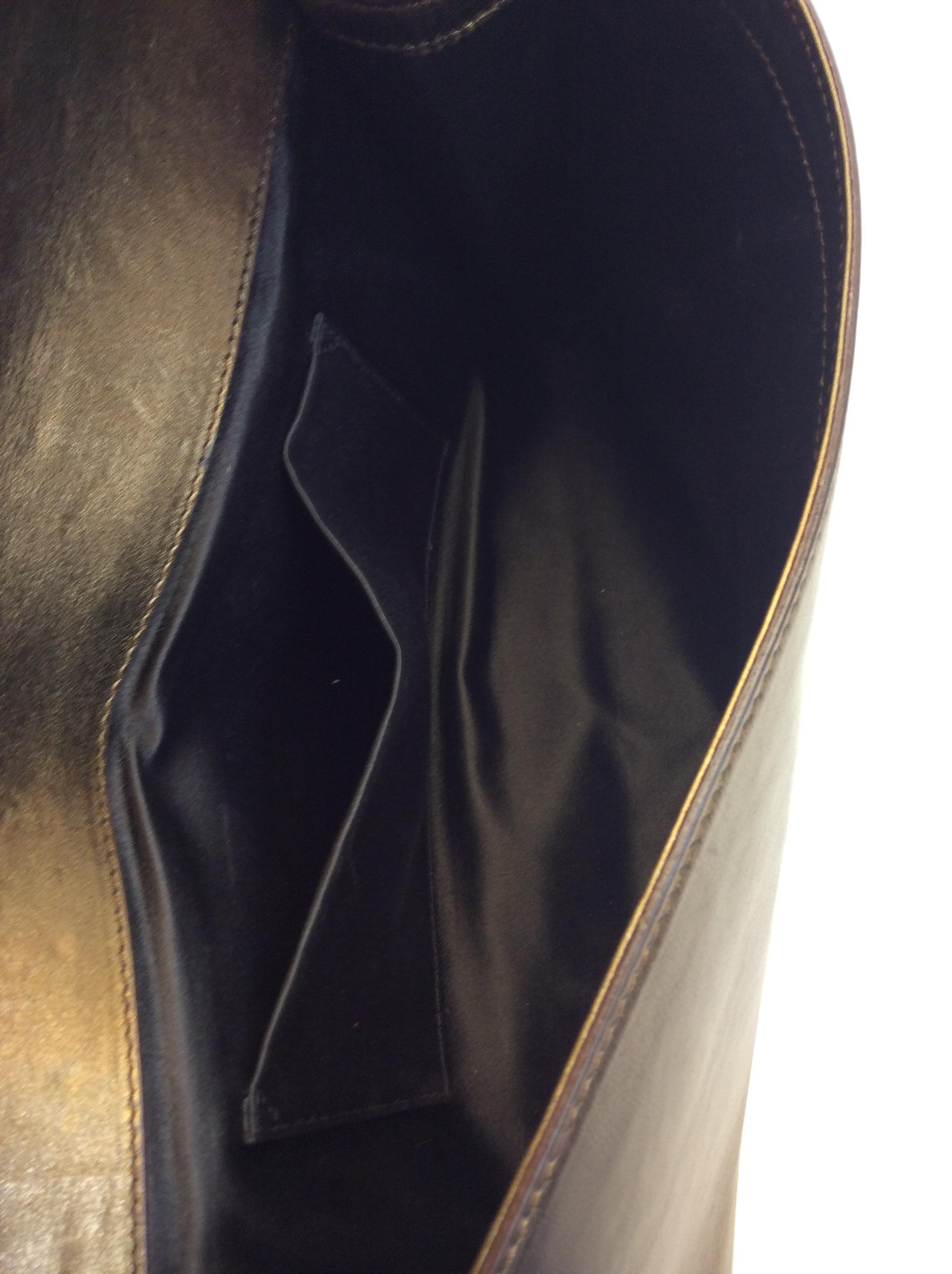 Yves Saint Laurent Bronze Metallic Leather 'Sac De Jour' Clutch For Sale 1