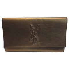 Yves Saint Laurent Bronze Metallic Leather 'Sac De Jour' Clutch