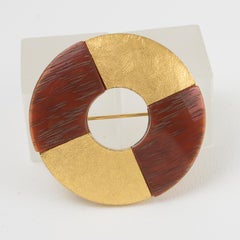 Yves Saint Laurent YSL Gilded and Resin Donut Brooch