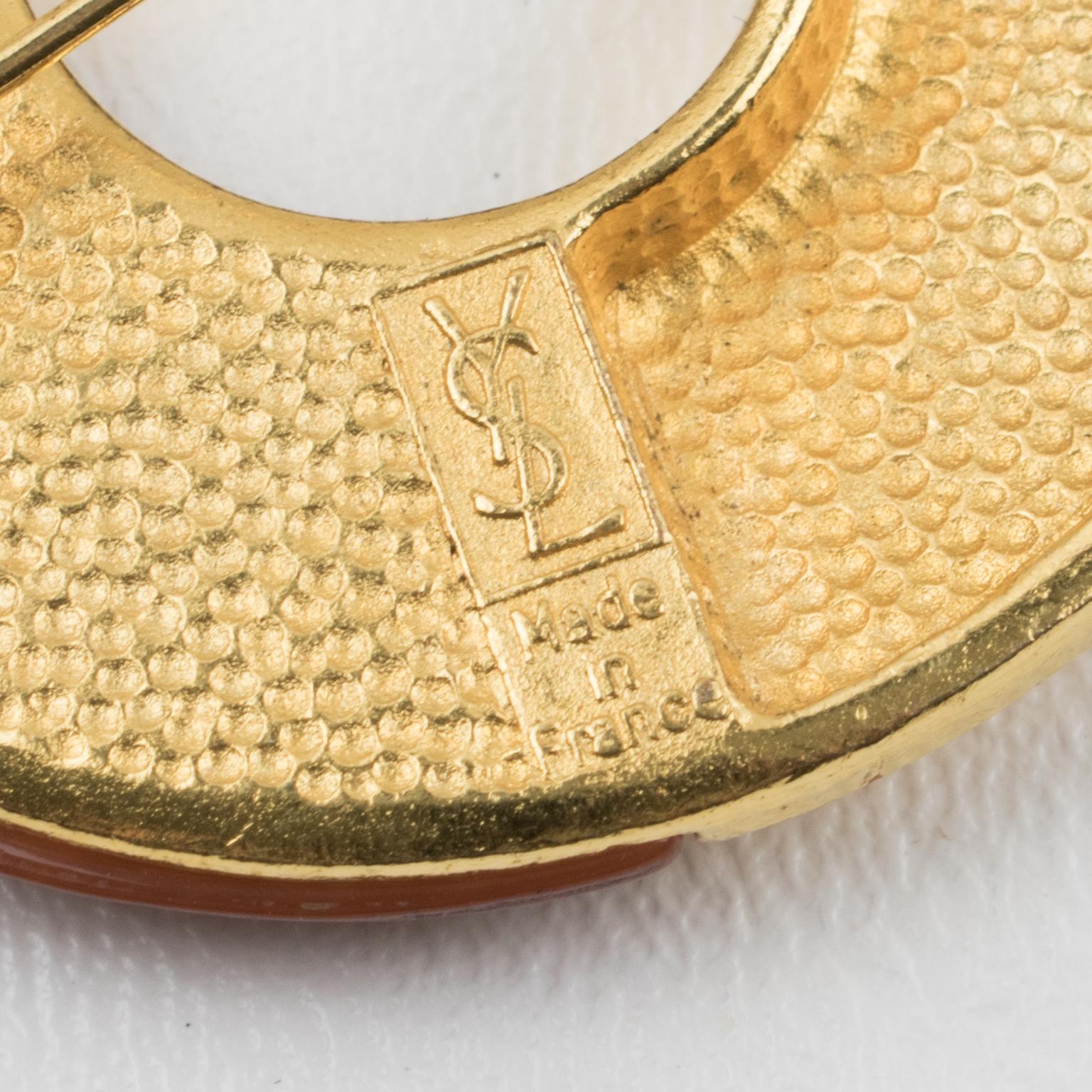 Yves Saint Laurent Broche Donut en résine et doré Pour femmes en vente