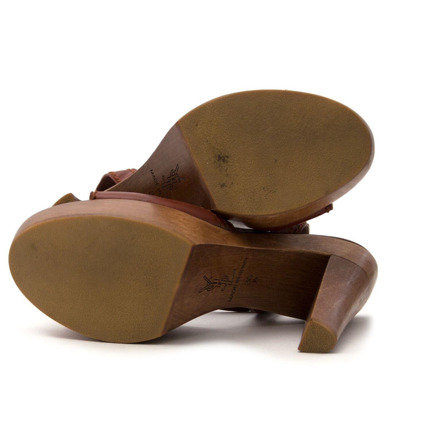 brown wooden heel sandals
