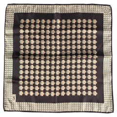 YVES SAINT LAURENT Brown Beige Abstrack Floral Silk Satin Pocket Square
