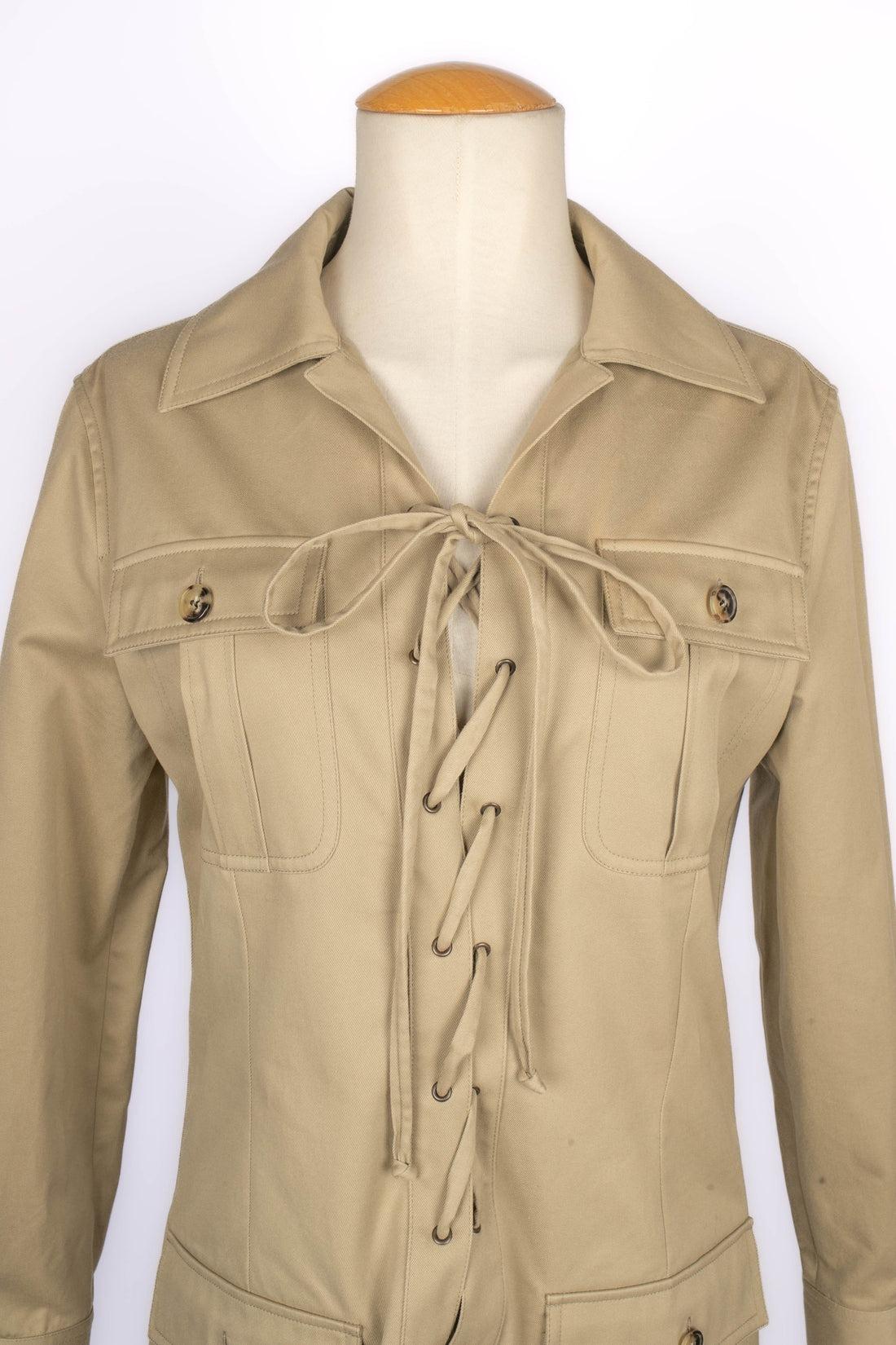 Yves Saint Laurent Brown/Beige Cotton Safari Jacket 1