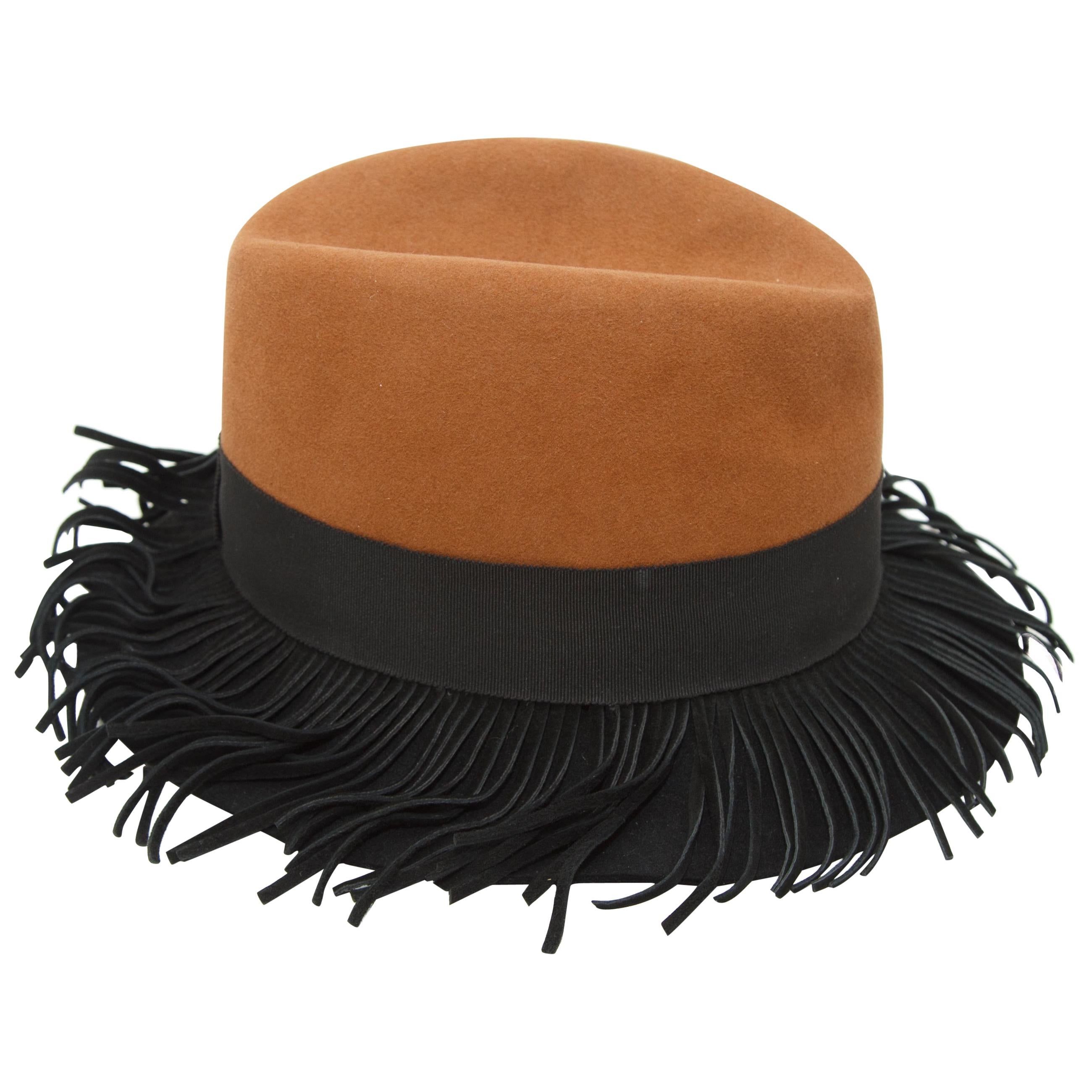 Yves Saint Laurent Brown & Black Felt Hat