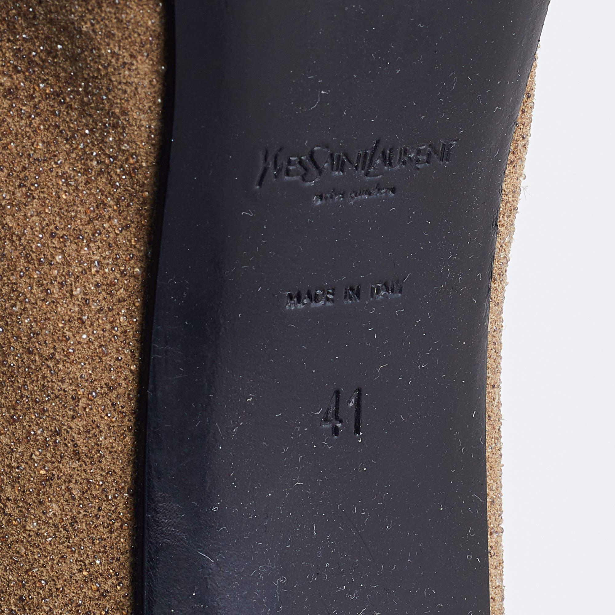 Yves Saint Laurent - Escarpins à plateforme en daim Brown/Black Taille 41 en vente 3