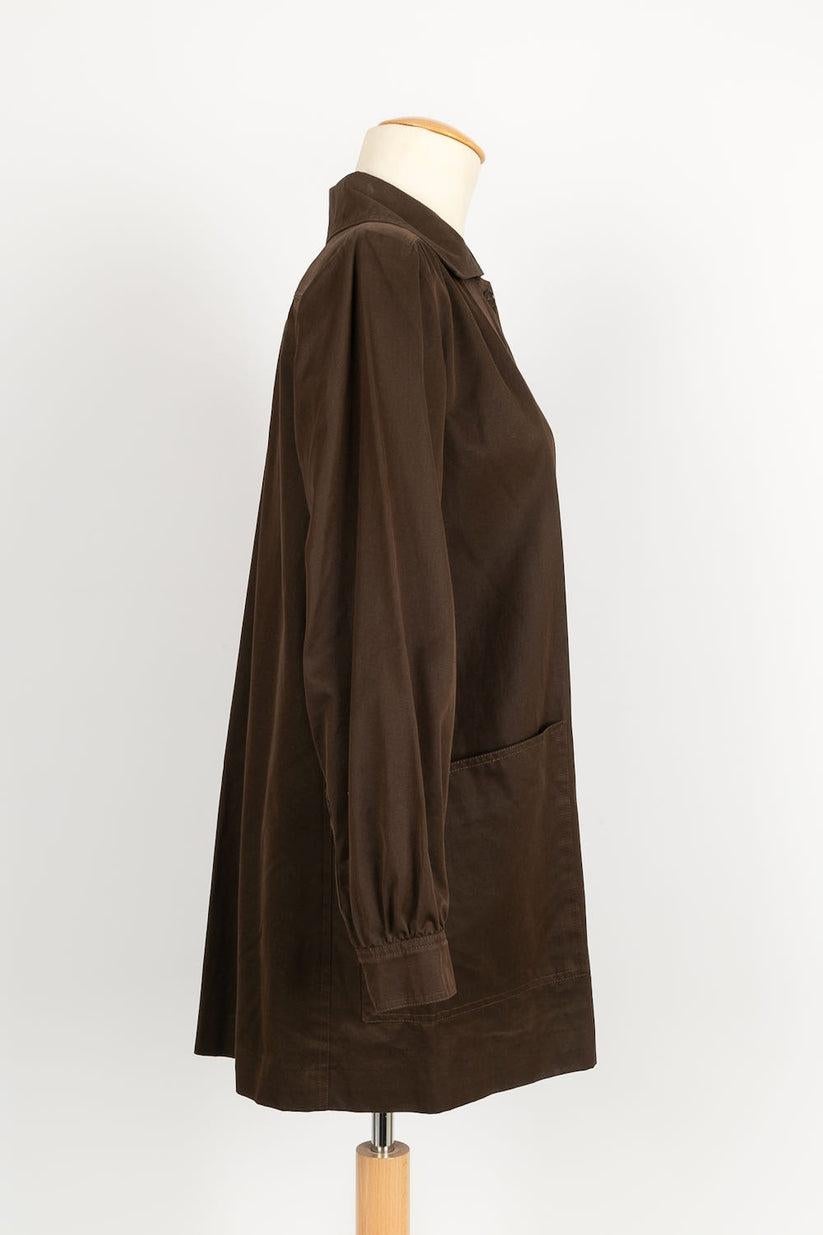 Yves Saint Laurent Braunes Baumwollhemd im Zustand „Hervorragend“ im Angebot in SAINT-OUEN-SUR-SEINE, FR