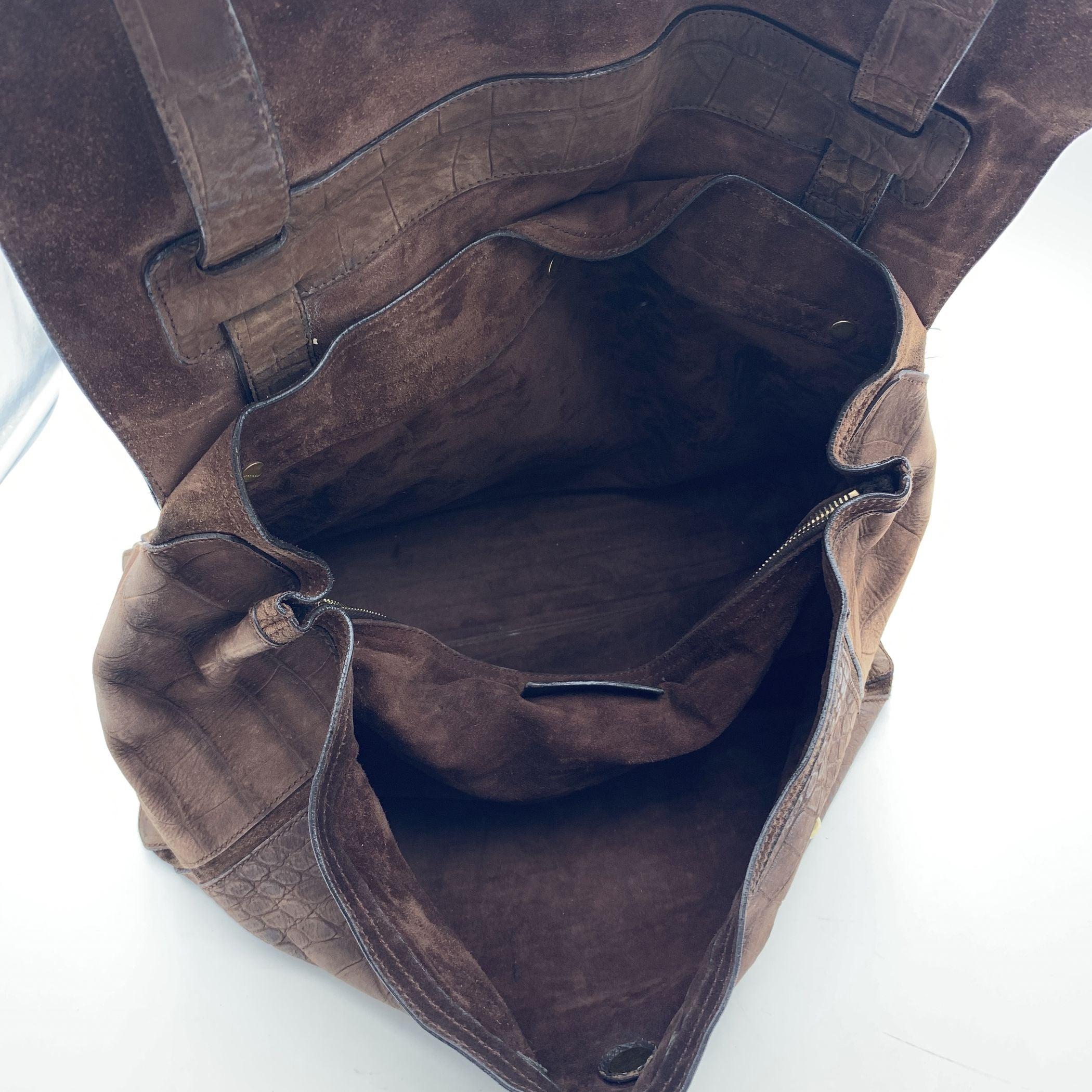 Yves Saint Laurent Brown Embossed Leather Muse 2 Two Satchel Bag 1