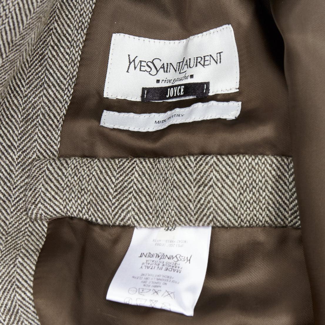 YVES SAINT LAURENT brown herringbone cashmere silk layered collar jacket FR48 M For Sale 5