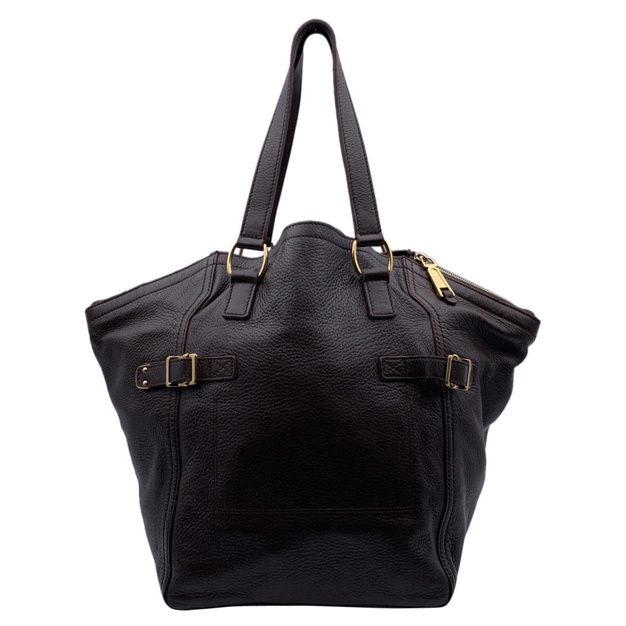 Yves Saint Laurent Brown Leather Downtown Tote Shoulder Bag