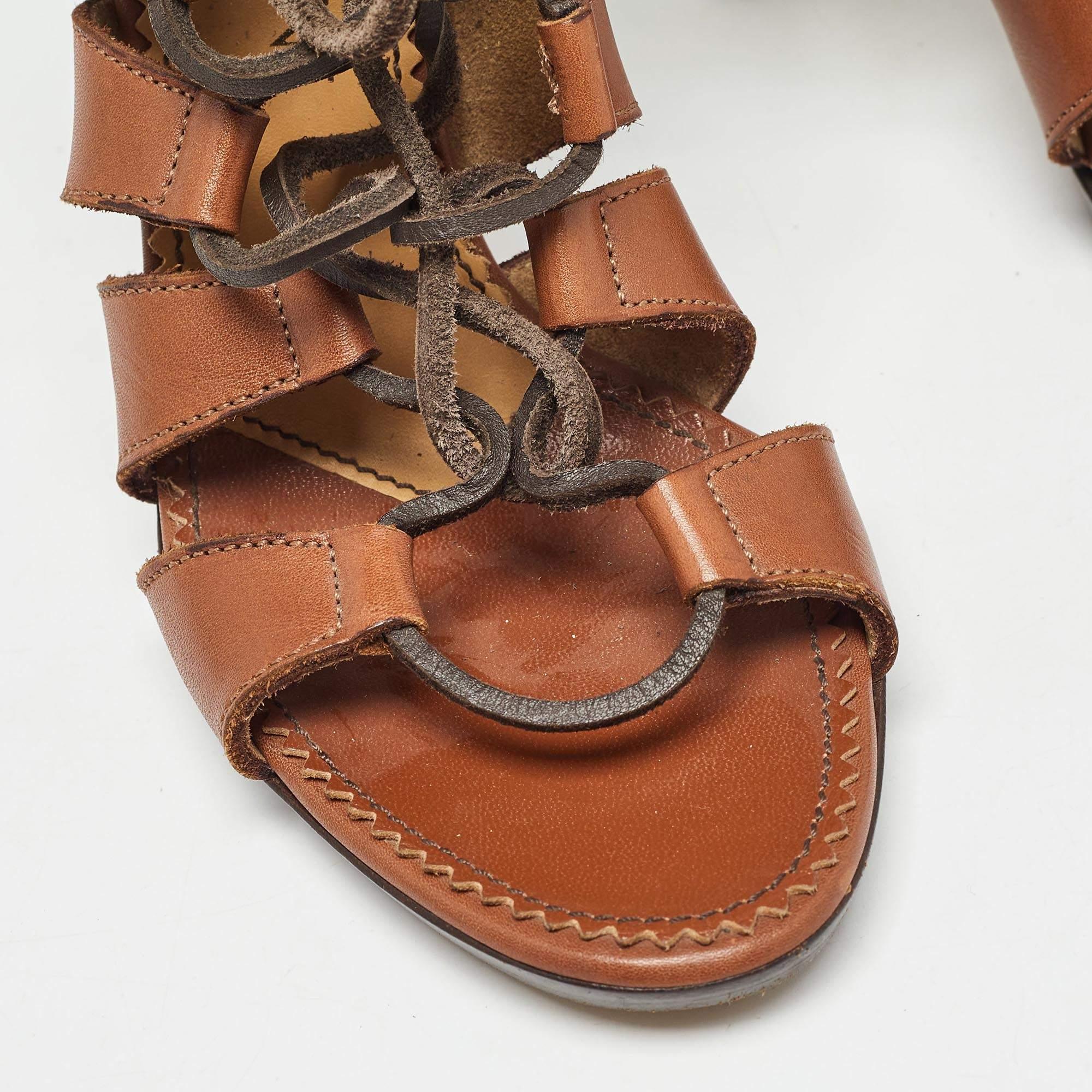 Yves Saint Laurent Brown Leather Gladiator Sandals Size 37.5 3