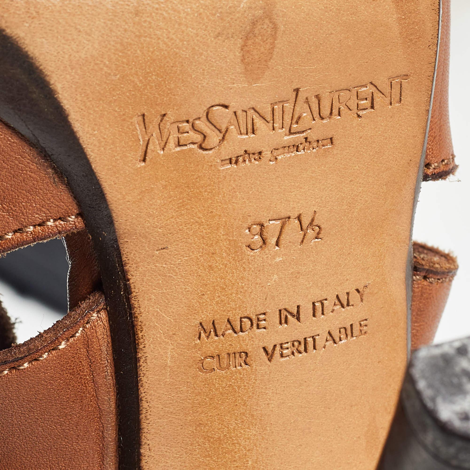 Yves Saint Laurent Brown Leather Gladiator Sandals Size 37.5 4