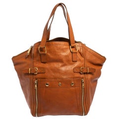 Yves Saint Laurent Tote grande Downtown in pelle marrone