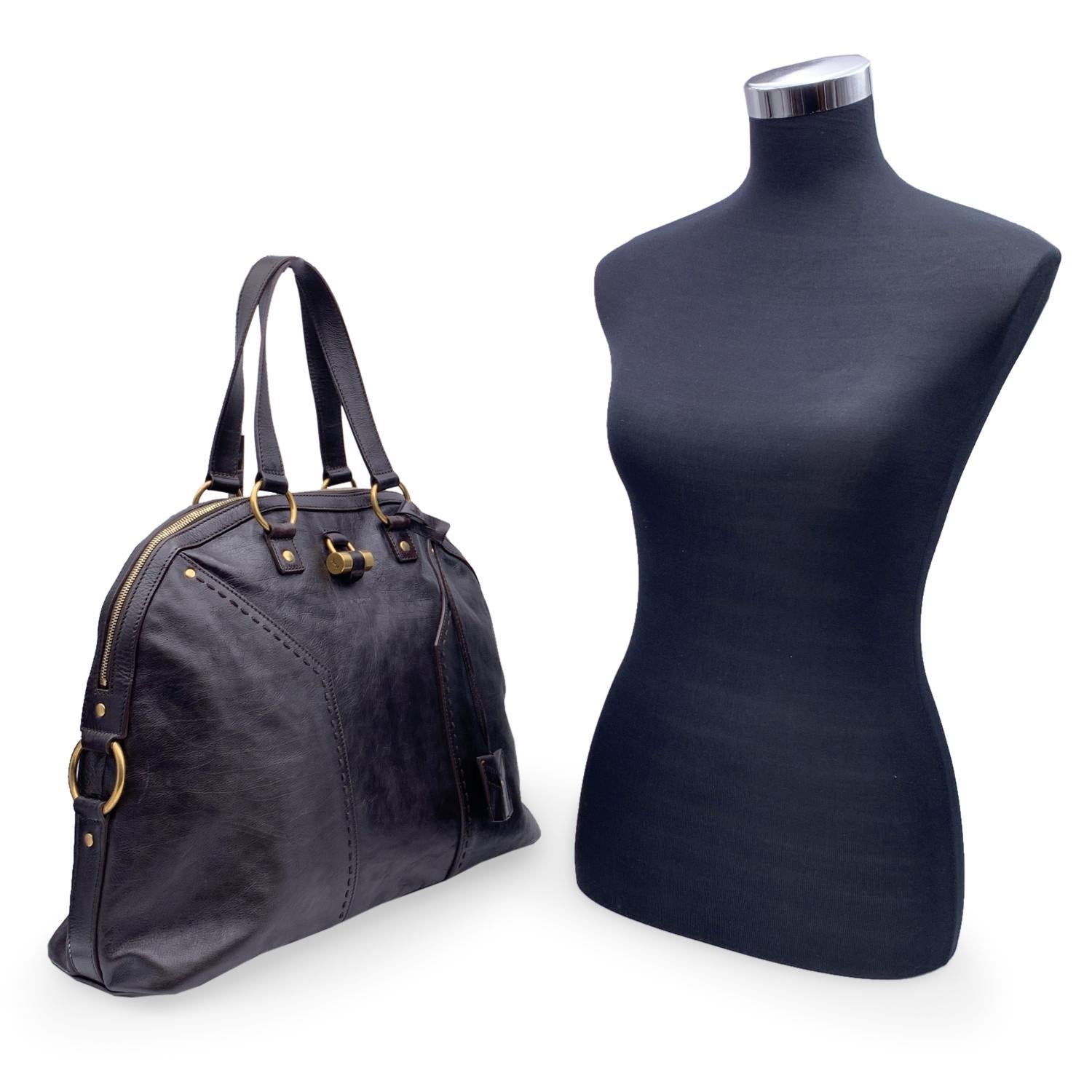 Yves Saint Laurent Brown Leather Large Muse Tote Shoulder Bag In Good Condition In Rome, Rome