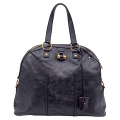 Yves Saint Laurent Brown Leather Large Muse Tote Shoulder Bag